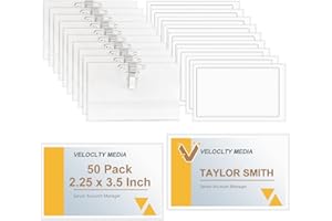 FUSHING Fundas de Tarjetas de Identificación, 50 pcs Plástico Horizontales Nombre Etiqueta Badge Id Tarjeta 90 x 56mm