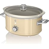 Swan SF17021CN Retro Slow Cooker with 3 Temperature Settings, Keep Warm Function, 3.5L, 200W, Retro Cream