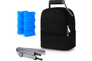 AIFUSI Dwuwarstwowa torba chłodząca na mleko matki z opakowaniem na lód, plecak świeżości na butelki dla niemowląt, wodoodporna torba chłodząca do transportu mleka matki (czarna)