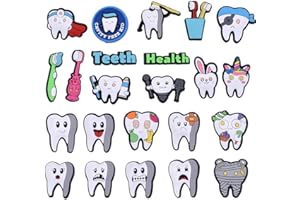 BKEMKRI 24 Pezzi Ciondoli a Forma di Scarpa con Denti Dentali, Cartoon Shoe Decorazione, Accessori per Crocs Dentista, Spille per Scarpe da Infermiera, PVC Scarpa Charms, Decorazioni per Scarpe Fai Da Te