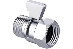 KES Pommeau de douche Vanne d'arrêt avec poignée en métal G1/2 Vanne de contrôle du débit d'eau Laiton Chrome poli, K1140B3-CH