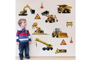 Runtoo Naklejki ścienne Chłopiec Koparka 3D Naklejka Ścienna Pojazdy Ciężarowe Naklejki Samochodowe Deco Pokój Dziecięcy Dekoracja