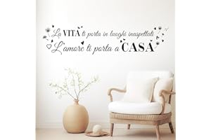 GIGIO STORE Adesivi Murali Frasi in Italiano La vita ti porta in luoghi inaspettati l'amore ti porta a casa con Farfalle tarassaco Decorazioni Murali per Casa, Cucina, Camera da Letto, Soggiorno, Bar, Ufficio