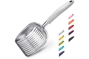 WePet Paletta per lettiera per gatti in lega di alluminio massiccia con manico lungo paletta in metallo per gatti setaccia sollevatore di cacce setaccio per gatti resistente per lettiera Evelina