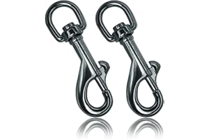 Ganzoo moschettoni con snodo girevole, lunghezza 65 mm, set di 2 pezzi, moschettoni con chiusura a bullone, moschettoni a scatto, in lega di zinco, per guinzaglio per cani, colore: titanio