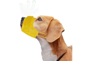 HAZXH Bozal para Perros,bozal de Nailon Suave, Transpirable, antiladridos, mordeduras y masticaciones, cómodo bozal de Malla Suave, Bozal para Perros Grandes, medianos y pequeños (Yellow, M)