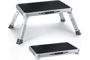 STARANRY Tritthocker Klappbar, 3-Stufig Höhenverstellbarer Klapptritt, Trittstufe Klappbar mit Rutschfester Plattform, Klapphocker Faltbar Bis 150 kg, Tragbare Leiter für Erwachsene, Küche, Büro, Haus