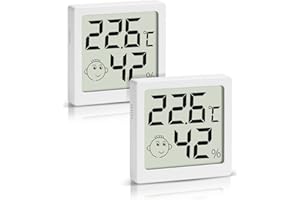 HOUDIAN Digital Thermomètre Hygromètre Mini, Intérieur Thermo HygromèTre Indicateur Précision D'ambiance Moniteur de Température et Humidimètre pour la maison, le bureau, la voiture (blanc-2 pièces)