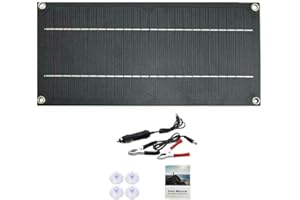 ARMYJY 60W 12V Solar Trickle Charger Battery,Car Battery Maintainer,Portable Waterproof Solar Panel Adapter Kit with for ALLIGATOR Clip for Van Caravan Boat