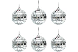 HOMEJOY 6 Stück 6CM Silber Discokugel Spiegelkugel Silberne Spiegelkugeln Discokugel Partykugel Spiegel Discokugeln für Hochzeit Zuhause Party Szene Party