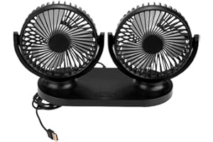 EBTOOLS pour ventilateur voiture usb Ventilateur de Voiture USB Ventilateur de Voiture Portable Climatiseur Automatique Refroidisseur Ventilation 12V, Double Tête(Noir)