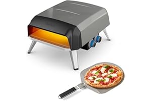 Tefal Pizza Pronto, Four à pizza extérieur, Fonctionne au gaz, Pierre rotative à 360° pour cuisson uniforme, Application gratuite, JM412010