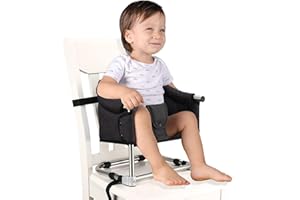 TOOGEL Booster Seat for Dining Table: Portable Toddler Booster Chair with Safety Buckle and Height Adjustable, Foldable Baby Feeding Chair, Kids High Chair Booster Seat for Kitchen Home Travel - Black