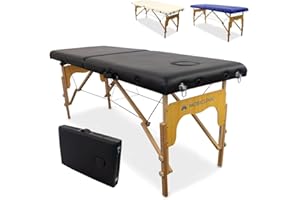 Mobiclinic®, Camilla de Masaje Plegable, CM-01 Basic, Mesa, Profesional, Portátil, Madera, 2 Cuerpos, Marca Española, Regulable, 180x60 cm, Negra