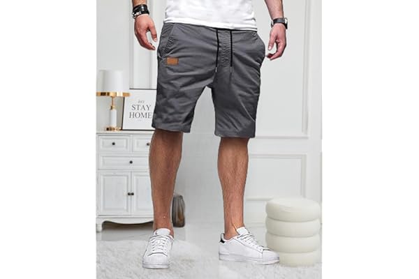 Pantalones cortos casuales para hombre, pantalones cortos de golf de sarga elástica de algodón con cordón para verano, playa, verano