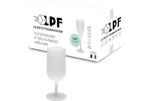 LPF LE PETIT FOURNISSEUR - Lot de 100 Verres à Vin réutilisables 12cl (18cl max) - Polypropylène plastique alimentaire rigide - Verre à pied à eau et vin - Compatible lave-vaisselle - Couleur givrée