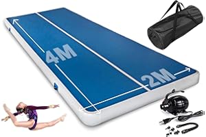 Jacgood（2M Breiter ）4/6M Air Tumbling Matte Aufblasbar mit elektrischer Luftpumpe, 10/20cm hoch Gymnastikmatte mit elektrischer Pumpe für Fitness/Outdoor/Yoga/Training usw
