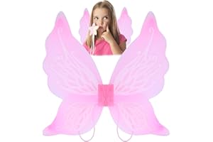 Nenjindz Ali Adulto Fata Bambina Costume Halloween, 1 Pezzi Ali Farfalla Donna Ali da Angelo Rosa Accessori Carnevale per Natale Feste（51 * 49cm）