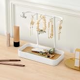Organisateur De Bijoux En Velours Blanc Avec Porte-Bracelet - Présentoir Élégant Pour Femme