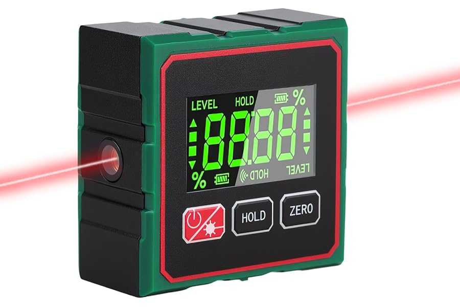 Digital Angle Finder - 4 Side Strong Magnetic Digital Angle Gauge Protractor with Laser, DIY Woodworking Level Box Carpentry Equipment, Bevel Gauge Trend Angle Ruler,Spirit Level Angle Finder Tool