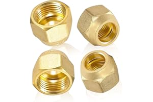 YOUZMY 4 piezas tuerca de unión abocinada de 1/4 pulgadas para línea de refrigerante, sistemas de aire acondicionado, tubería de latón de 1/4 pulgadas conexión rápida (1/4")