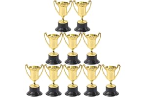 STOBOK Small Gold Award Trophy Cups 10pcs Mini Trophys for kids Winner Achievement Trophies for Party Favor Props Rewards Winning Prizes Competitions Football Soccer Baseball Award Ceremony