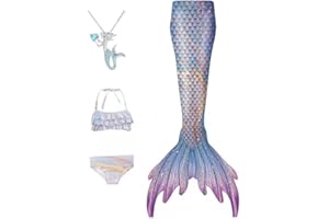 GCDTREE Mermaid Tail for Swimming for Girls，Little Kids Swim Costume Princess Bikini Bathing Suit Set