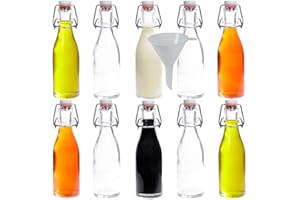 MIKKEN Viva Lot de 10 Bouteilles avec Bouchon 200 ML + Entonnoir Ø 7 cm