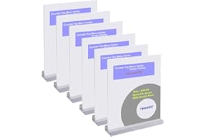 TUKA-I-AKUT TUKA 6x Acrílico A5 Menu Soporte Doble Cara, Forma T con Base Acrílica, Soportes de Sobremesa para Carteles Menús Promociones Porta Carteles. Transparente Expositor de Mesa, Vertical TKD8207-A5-6x