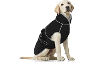 PUMYPOREITY Veste imperméable pour chien, manteau extra chaud, imperméable avec dessous du ventre, garde les animaux au chaud et au sec pendant les activités de plein air (noir, taille XL)