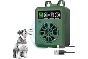 DPOFIRS Urządzenie Przeciw Szczekaniu, środki Odstraszające Szczekanie Psów, Urządzenie Kontrolujące Szczekanie z Dźwiękiem Zatrzymującym Szczekanie Psa, Zasięg Bezpieczny dla Psów (Zielony)