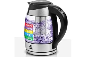 Glazen Waterkoker Met Temperatuurinstelling 1500W - Dubbele Ketel Voor Koffie & Thee
