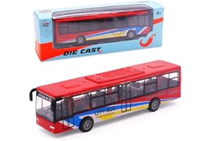 FCXVXCL Giocattolo Veicoli,Modello di Autobus UrbanoAutobus Giocattolo Modellino Veicolo Pneumatici Realistici Giocattoli per Bambini Regalo di Compleanno Rosso