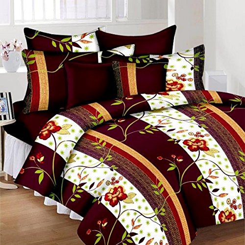 Exporthub Beautiful 120 TC Cotton Double Bedsheet with 2 Pillow Covers - Maroon