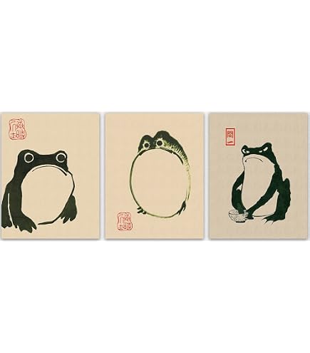 Vintage Japanese Grumpy Frog Grußkarte - Blanko Innen, 17,5x12,5 Cm, Mit Umschlag