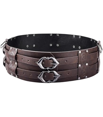 GORGECRAFT Brede Viking riem leer antiek bruin gothic renaissance middeleeuws pantser ridder korset reliëf taille riem voor tas retro tas cosplay jurk accessoires
