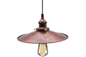 HTRUIYATY Industrial Vintage Lámpara Colgante E27 Base Longitud Ajustable Retro Hierro Lampara Techo Colgante Para Comedor Bar Salon Cocina (ø26cm, Rust)