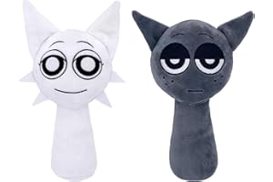 Benolls Sprunki Plushies Merch,Sprunki Plush Toys,Soft Stuffed Animal Pillow Figure Doll Christmas Birthday Gifts for Adult Kids (Grey White)