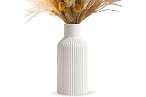 [AiiBowy] Vase Céramique Blanc 20cm, Mat, Rond, Design Moderne, Bohème Vases pour Décoration Vase De Table Moderne pour Maison,Fête,Table,Centre De Table De Mariage - Blanc