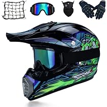 Casco Motocross Integrale Nero E Bianco Con Occhiali - Per Fuoristrada, MTB, BMX, Unisex Adulti E Giovani