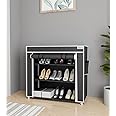 FLIPZON Premium 3-Tiers Shoe Rack/Multipurpose Storage Rack with Dustproof Cover (Small) (Black)