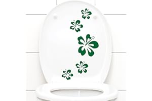 Grandora Klodeckel Aufkleber Hibiskusblüten I grün 5er Kreativset I Bad Blüten Blumen Hibiskus Aufkleber Wandaufkleber Wandsticker W916