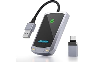 KINHANK Carplay bezprzewodowy adapter – 5,8 GHz bezprzewodowy adapter Carplay do Apple Easy and Fast to Upgrade Wired CarPlay to Wireless, Plug & Play Carplay Dongle Wireless Fit for Cars 2015+ & for iPhone