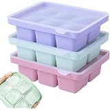 Vassoio per cubetti di ghiaccio extra large con coperchio, in silicone, con coperchio, per congelatore, 6 grandi cubetti di ghiaccio quadrati per whisky, ghiaccio per cocktail o alimenti, tazze da