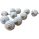 PUSHPACRAFTS Lot de 20 boutons en céramique peints à la main style vintage Blanc/crème