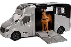 KIDS GLOBE Van Manen 510211 Anemone Die Cast Transporter in Pink (with Light & Sound, 1 Horse, Including Battery)