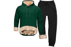 GENERIC Mens Fleece Lined Tracksuit Men Winter Track Suit Sherpa Lined Tracksuits Thermal Warm Sweatsuit Hooded Jumper & Elasticated Waist Jogging Bottoms Casual Sportswear Activewear Tracksuits Set