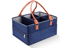 DAUERHAFT Organizer na pieluchy dla niemowląt, duży przenośny kosz do przechowywania pieluszek osobowość zdejmowany dzielnik, pojemnik do przechowywania w pokoju dziecięcym oraz organizer samochodowy na pieluchy i chusteczki dla niemowląt