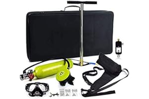 XSGDMN Scuba Diving Tank Equipment, Mini Scuba 1L Tank Oxygen Tank Set, Underwater Breathing Kit with 20-25 Minutes Capability, Aluminum Breather Valve (with Scuba adapter, pump) full set