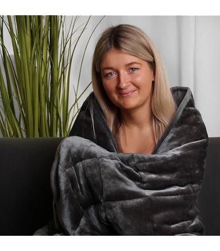 Couverture Lestée WOLTU 11 Kg - Double Face Flanelle Et Polaire Sherpa - 150x200 Cm, Anthracite - Pour Sommeil Profond Et Détente